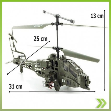 Helicoptero Rc Apache Ah64 3 Canales Remoto Luces Led Nuevo