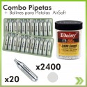 Combo Tarro 2.400 Bb 4.5 Mm Acero 20 Pipetas Armas Co2   Gas