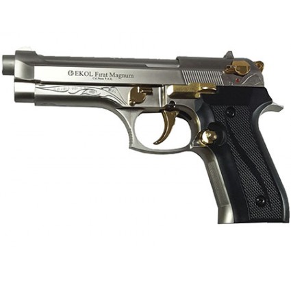 Pistola Fogueo Ekol Firat Magnum Satinada dorada labrada