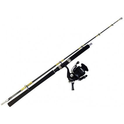 Combo Caña Pesca 1,50 M 2 Partes Strong + Carrete Pesca Omoto