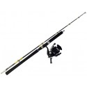 Combo Caña Pesca 1,50 M 2 Partes Strong + Carrete Pesca Omoto