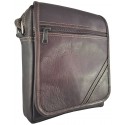 Bolso Carriel 100% Cuero Legitimo Manos Libres Unisex Cafe 24 x 22 x 6 cm Ref F18