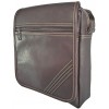 Bolso Carriel 100% Cuero Legitimo Manos Libres Unisex Cafe 24 x 22 x 6 cm Ref F18