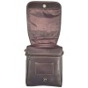 Bolso Carriel 100% Cuero Legitimo Manos Libres Unisex Cafe 24 x 22 x 6 cm Ref F18