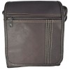 Bolso Carriel 100% Cuero Legitimo Manos Libres Unisex Cafe Doble Linea 24x22x6 cm Ref F18