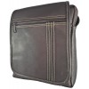 Bolso Carriel 100% Cuero Legitimo Manos Libres Unisex Cafe Doble Linea 24x22x6 cm Ref F18