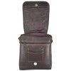 Bolso Carriel 100% Cuero Legitimo Manos Libres Unisex Cafe Doble Linea 24x22x6 cm Ref F18