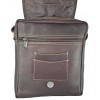 Bolso Carriel 100% Cuero Legitimo Manos Libres Unisex Cafe Doble Linea 24x22x6 cm Ref F18