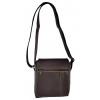 Bolso Carriel 100% Cuero Legitimo Manos Libres Unisex Cafe Doble Linea 24x22x6 cm Ref F18