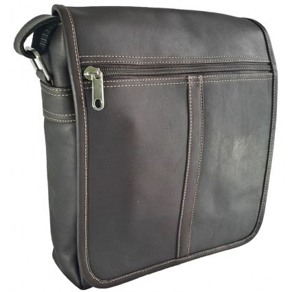 Bolso Carriel 100% Cuero Legitimo Grande 32x28x8 Manos Libres Ref-F00F21 Cafe