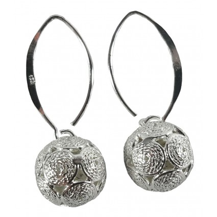 Joya Arete Plata Tailandesa Pendiente Zarcillo Esfera 5,4 gr