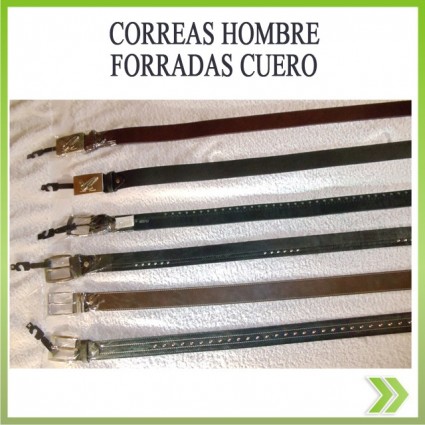 Correa Cinturon Hombre Sintetico Cuero Hebilla Metalica