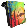 Bolso Arte Carriel 100% Cuero Pintura Original Acrilico Unisex Sin Tapa Manos Libres