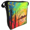 Bolso Arte Carriel 100% Cuero Pintura Original Acrilico Unisex Sin Tapa Manos Libres Pescador