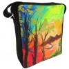 Bolso Arte Carriel 100% Cuero Pintura Original Acrilico Unisex Sin Tapa Manos Libres