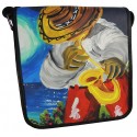 Bolso Arte Carriel 100% Cuero Pintura Original Acrilico Unisex Manos Libres 25 x 23 cm Musico Saxo