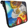 Bolso Arte Carriel 100% Cuero Pintura Original Acrilico Unisex Manos Libres 25 x 23 cm Musico Saxo