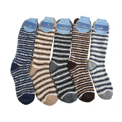 3 Pares Medias Térmicas Calentadoras Rayas Extra Larga Talla Unica M032 Mujer